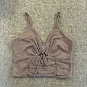 Urban Outfitters Mauve Tie-Front Ruched Cami